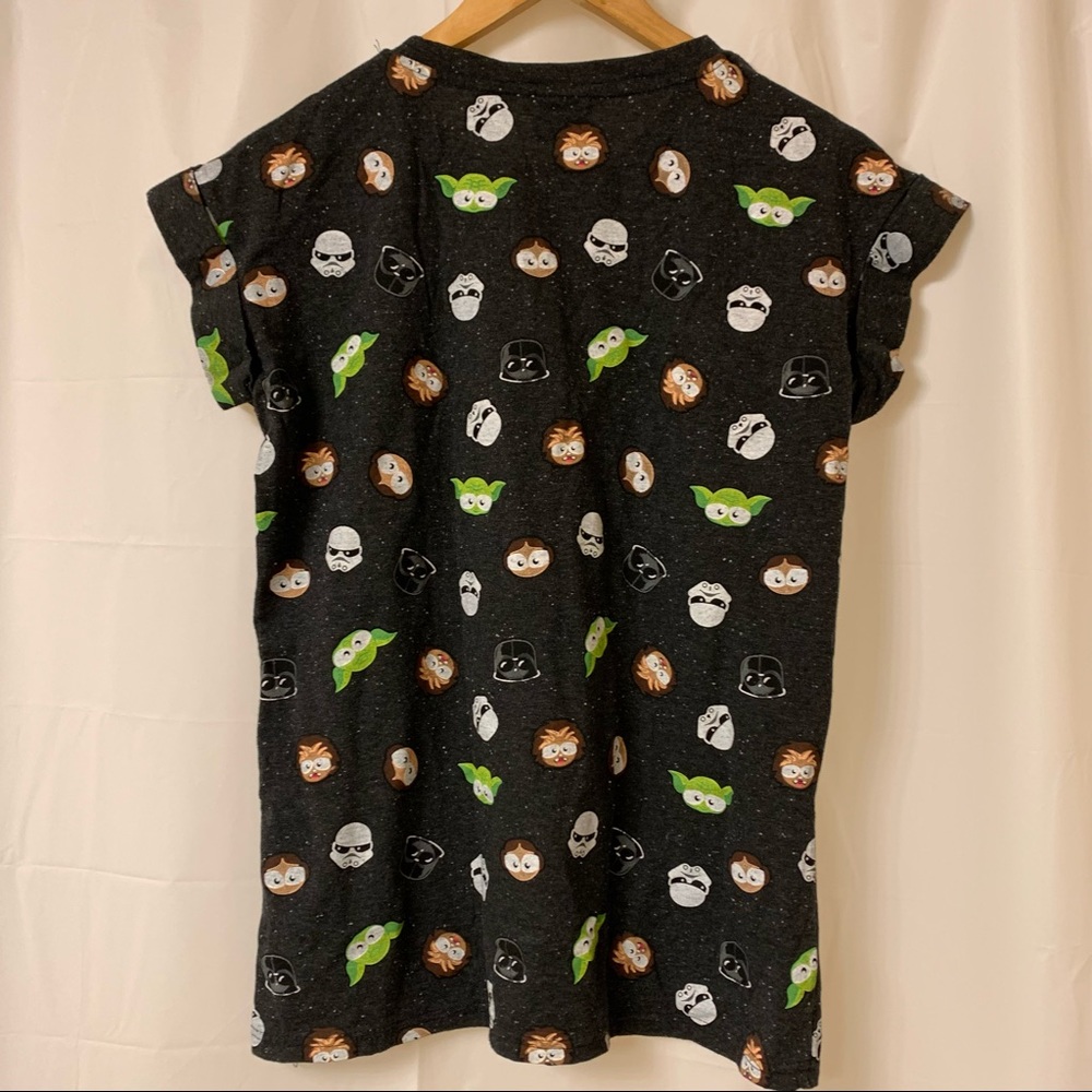 Star Wars Cartoon Character Black Charcoal T-Shirt - Picture 4 of 10